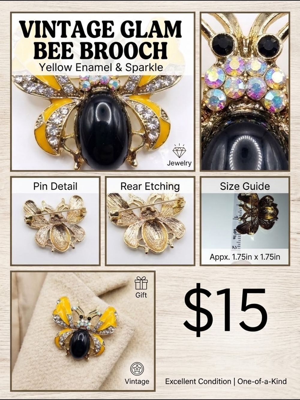 Bumblebee / Honeybee Insect Pin — New Without Tags (NWOT)